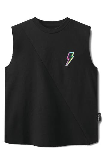 Nununu Kids' Dizzy Bolt Sleeveless Graphic Tank In Black
