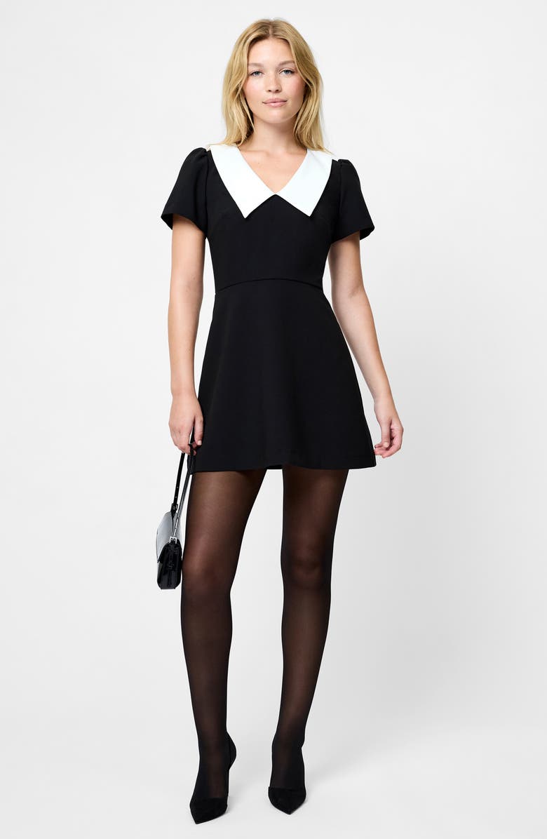 French Connection Azra Collared Minidress, Alternate, color, Black-White