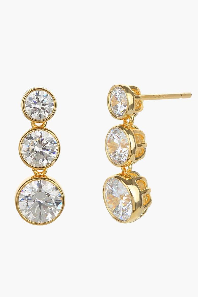 Sterling Silver 18k Gold Plated Gabriella Earrings Dainty Statement, Main, color, Gold