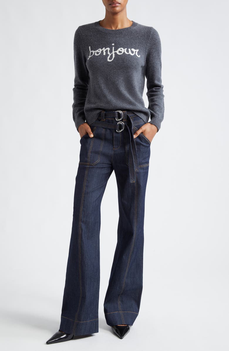 Cinq à Sept Bonjour Intarsia Crewneck Wool Blend Sweater, Alternate, color, 