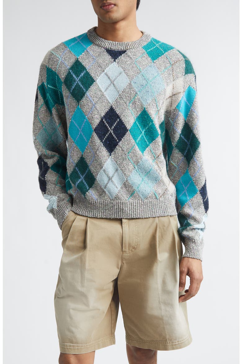 Gender Inclusive Argyle Wool, Cotton & Mohair Blend Sweater, Main, color, MULTI