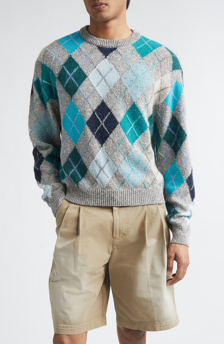 ERL Gender Inclusive Argyle Wool, Cotton & Mohair Blend Sweater, Main, color, Multi