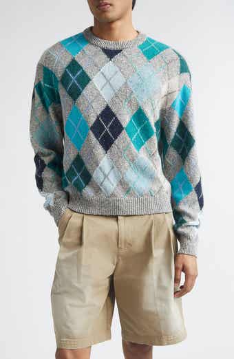Gender Inclusive Argyle Wool, Cotton & Mohair Blend Sweater
