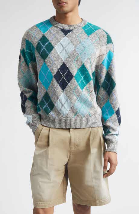 Gender Inclusive Argyle Wool, Cotton & Mohair Blend Sweater