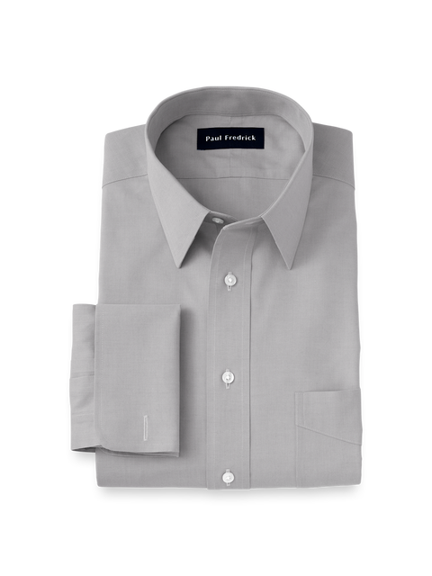Non-iron Cotton Pinpoint Solid Point Collar French Cuff Dress Shirt