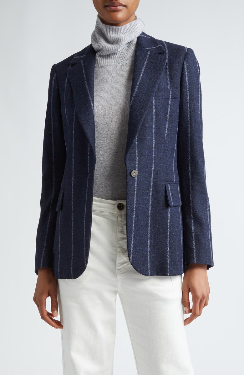 Eleventy Pinstripe Alpaca & Linen Blend Blazer, Main, color,