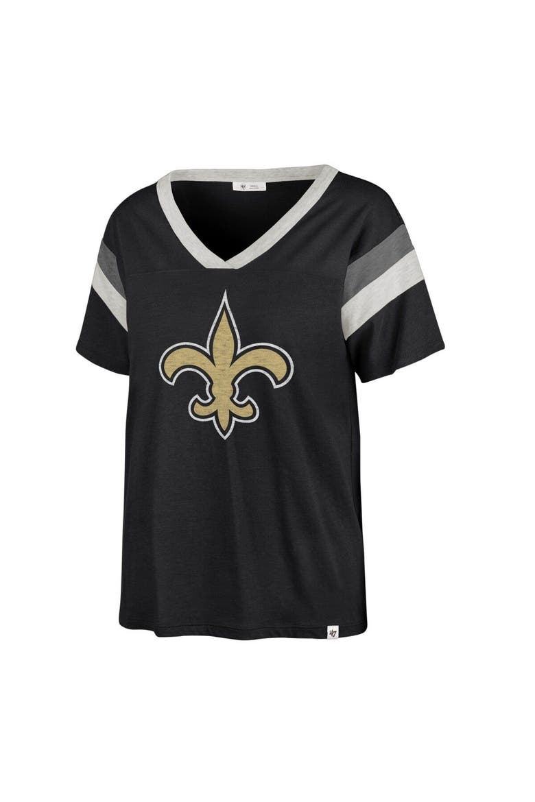 Women's '47 Black New Orleans Saints Phoenix V-Neck T-Shirt, Main, color, Black