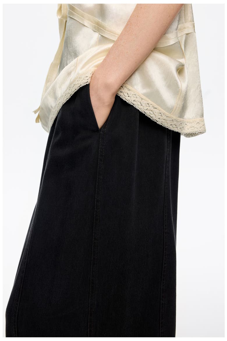 Denim Wide Leg Trousers, Alternate, color, WASHED BLACK