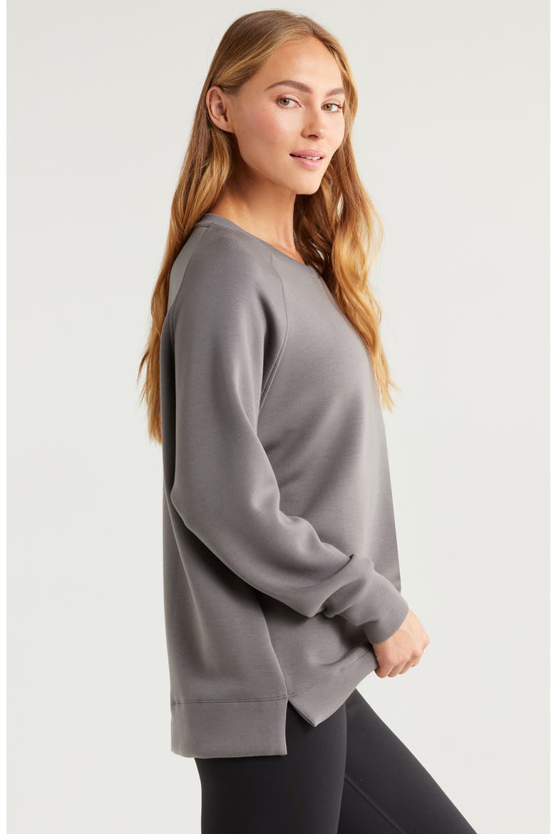 Soft Scuba Knit Oversize Crewneck Sweatshirt, Alternate, color, GREY KITTEN