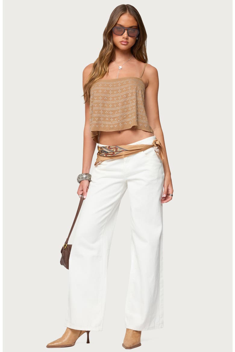 Sunna Studded Crop Top, Alternate, color, BROWN