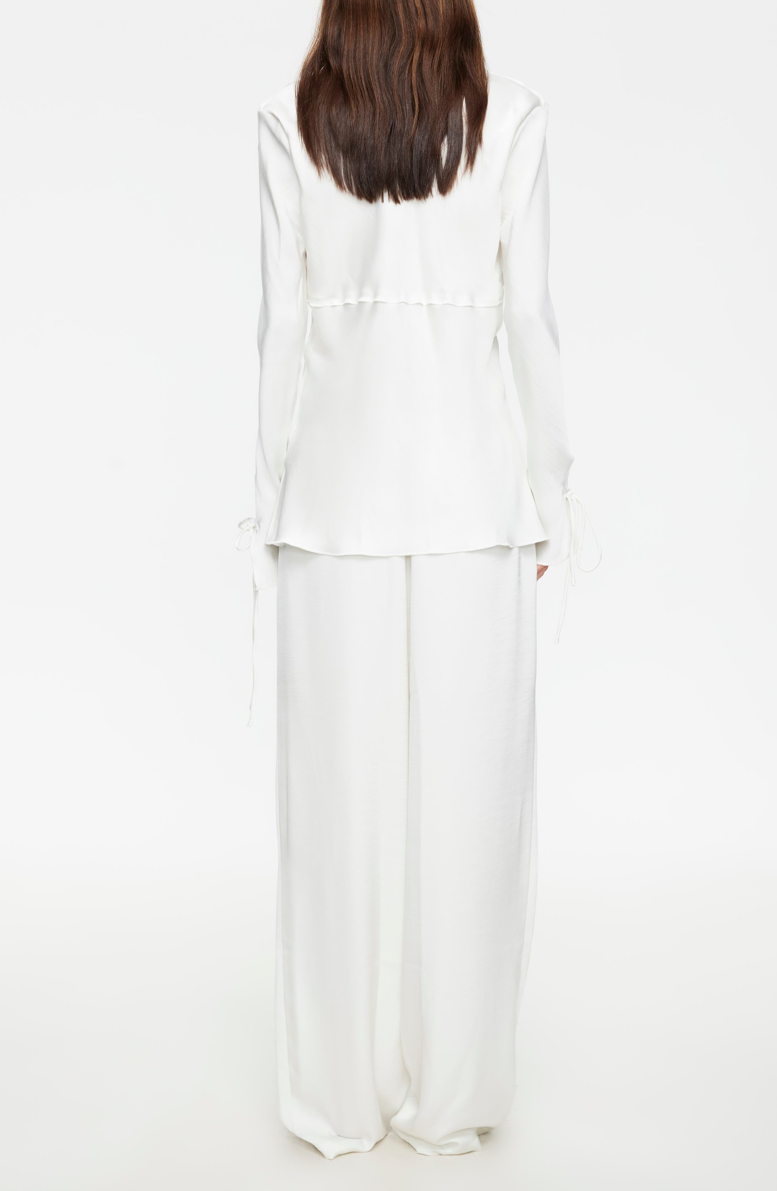 Veil Tie Front Plunge Neck Satin Top - image 2