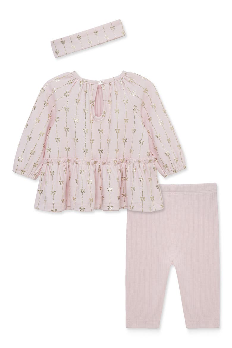 Kids' Bow Tunic, Leggings & Headband 3-Piece Set, Alternate, color, PINK