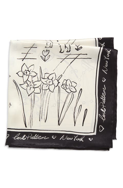 NYC in Sketches Silk Pocket Square