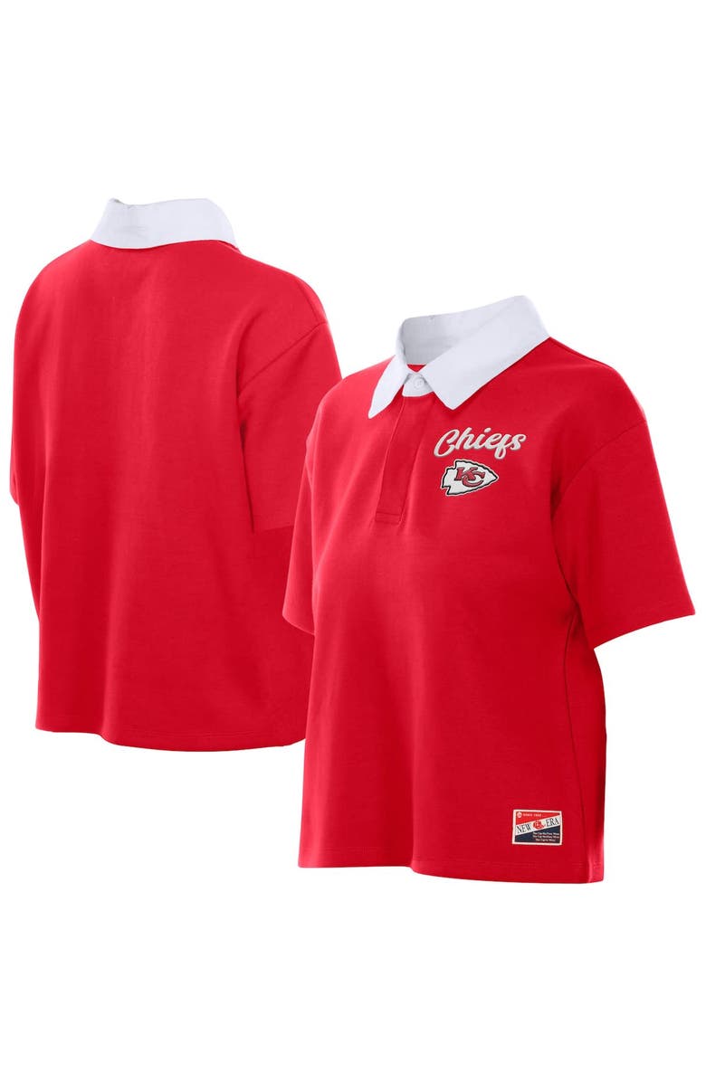 New Era Women's New Era Red Kansas City Chiefs Throwback Boxy Cropped Polo, Main, color, Red
