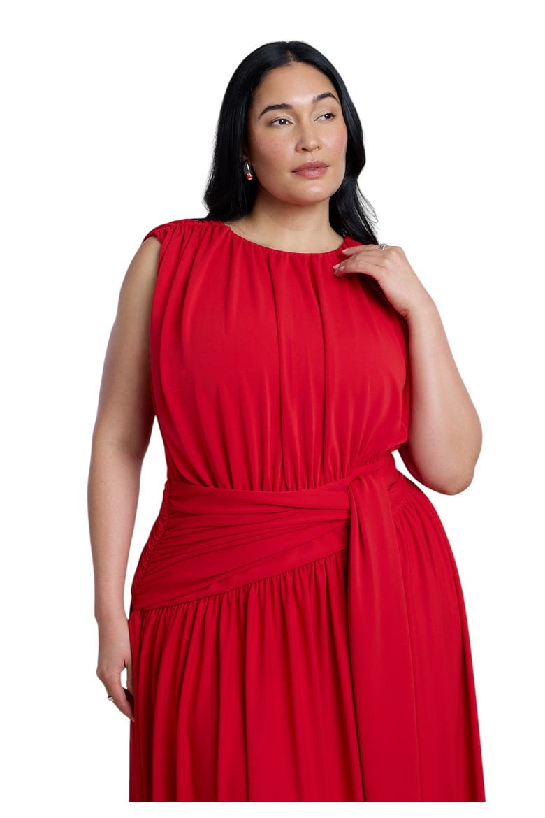 Tie Detail Drop Waist Maxi Dress, Alternate, color, BARBADOS CHERRY
