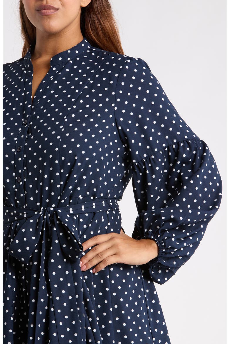 Polka Dot Button Down Minidress, Alternate, color, NAVY-CREAM