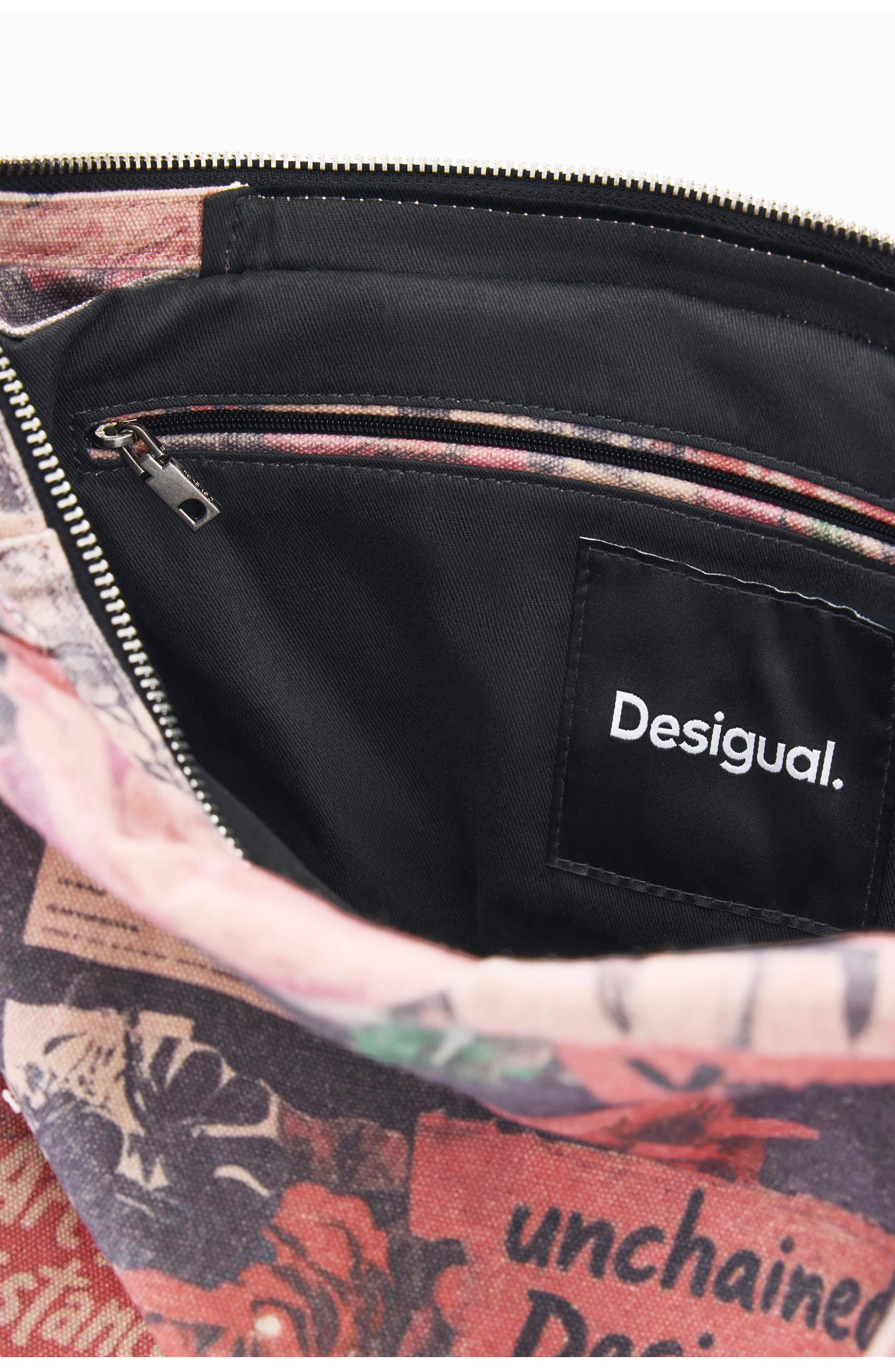 Desigual Collage Denim Tote, Alternate, color, Pink Multi