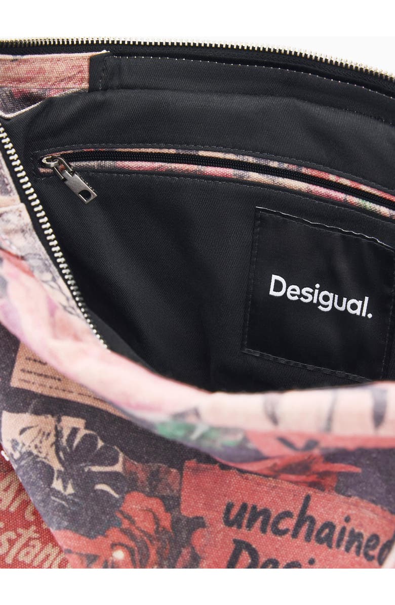 Desigual Collage Denim Tote, Alternate, color, Pink Multi