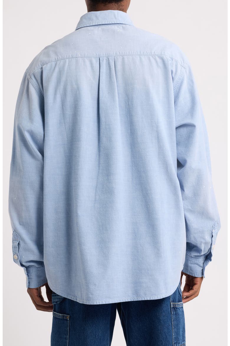 Painter Cotton Chambray Button-Up Shirt, Alternate, color, BLUE (WORN USED, SPLATTER)