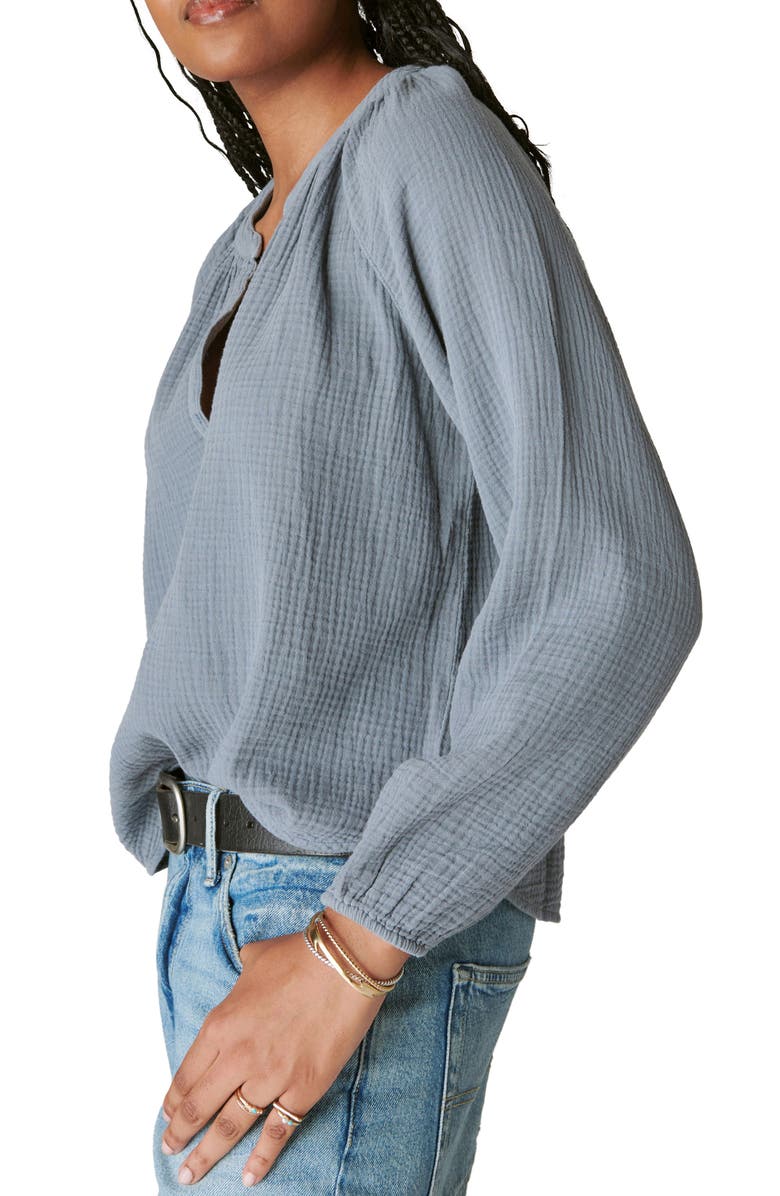 Lucky Brand Long Sleeve Cotton Gauze Blouse, Alternate, color,