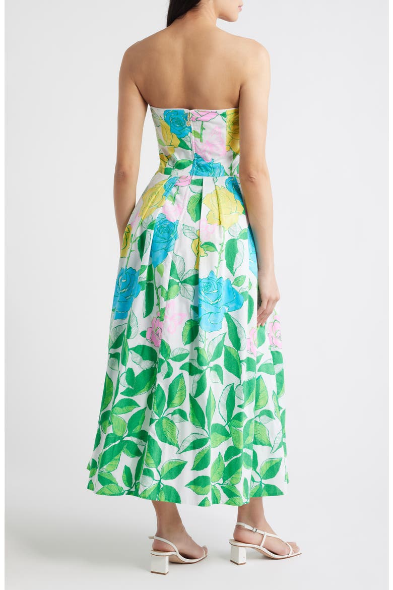 Kenni Floral Print Strapless Dress, Alternate, color, MULTI ROSE BUD