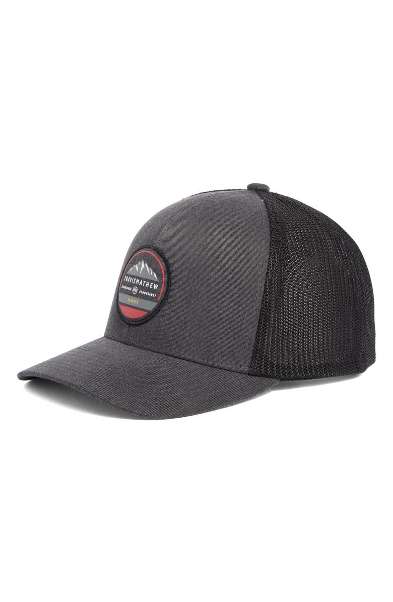 TravisMathew High & Dry Trucker Hat, Main, color, Heather Grey Pinstripe