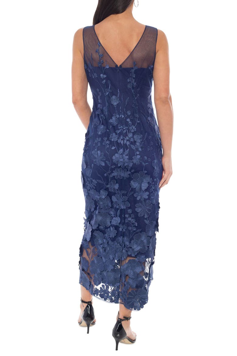 Illusion Embroidered Midi Dress, Alternate, color, NAVY