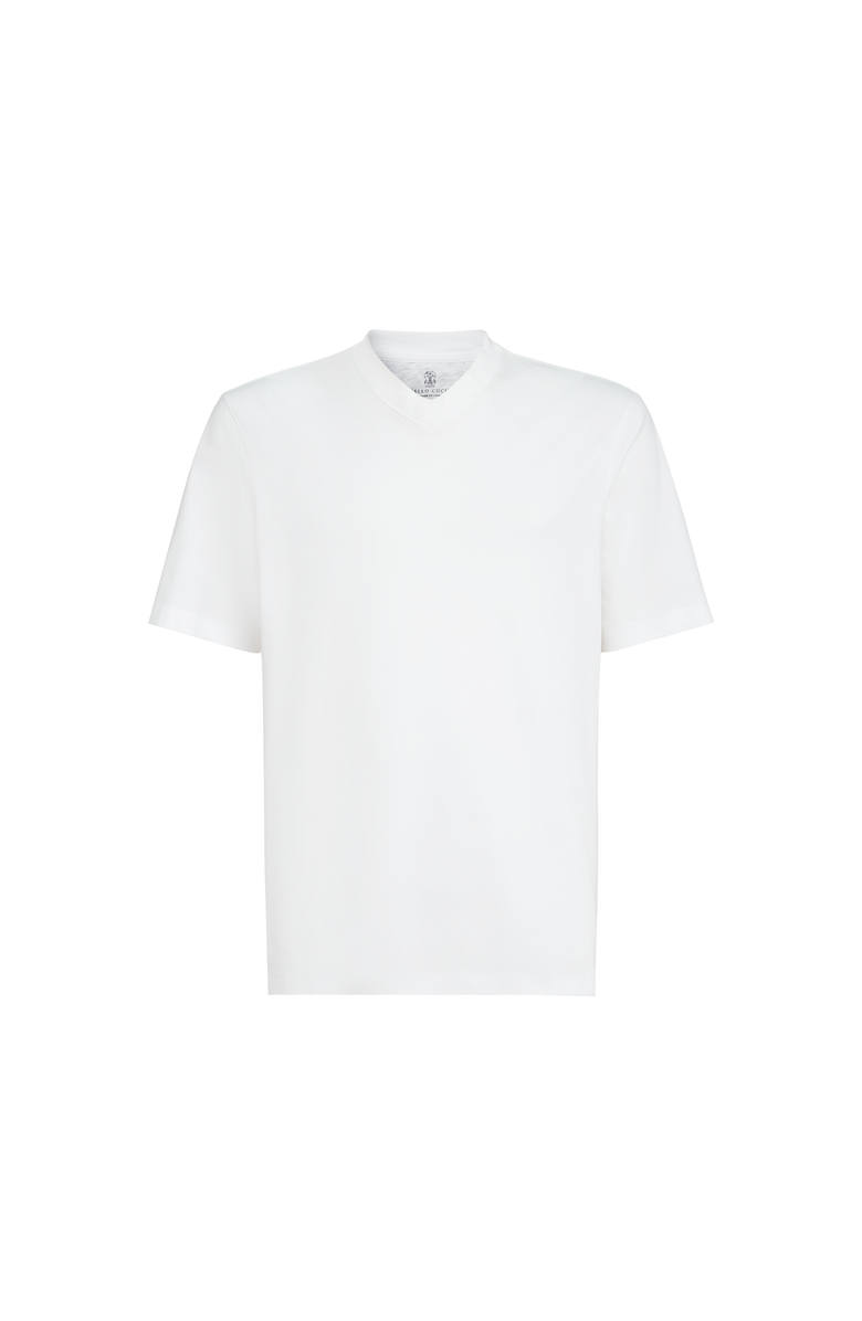 Brunello Cucinelli Cotton jersey V-neck T-shirt, Main, color, White