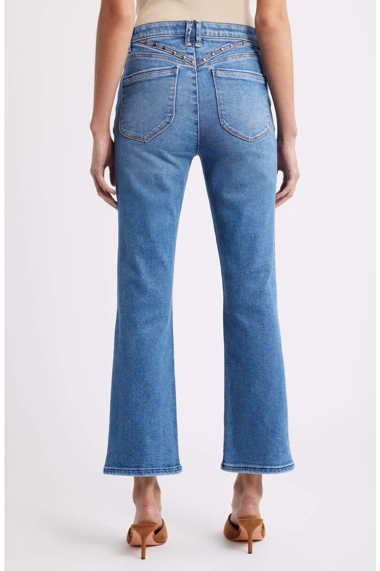 Bennett Studded High Waist Ankle Barely Bootcut Jeans, Alternate, color, MID BLUE ARTISANAL