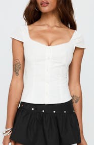 Princess Polly Transcendence Fitted Cotton Button-Up Top