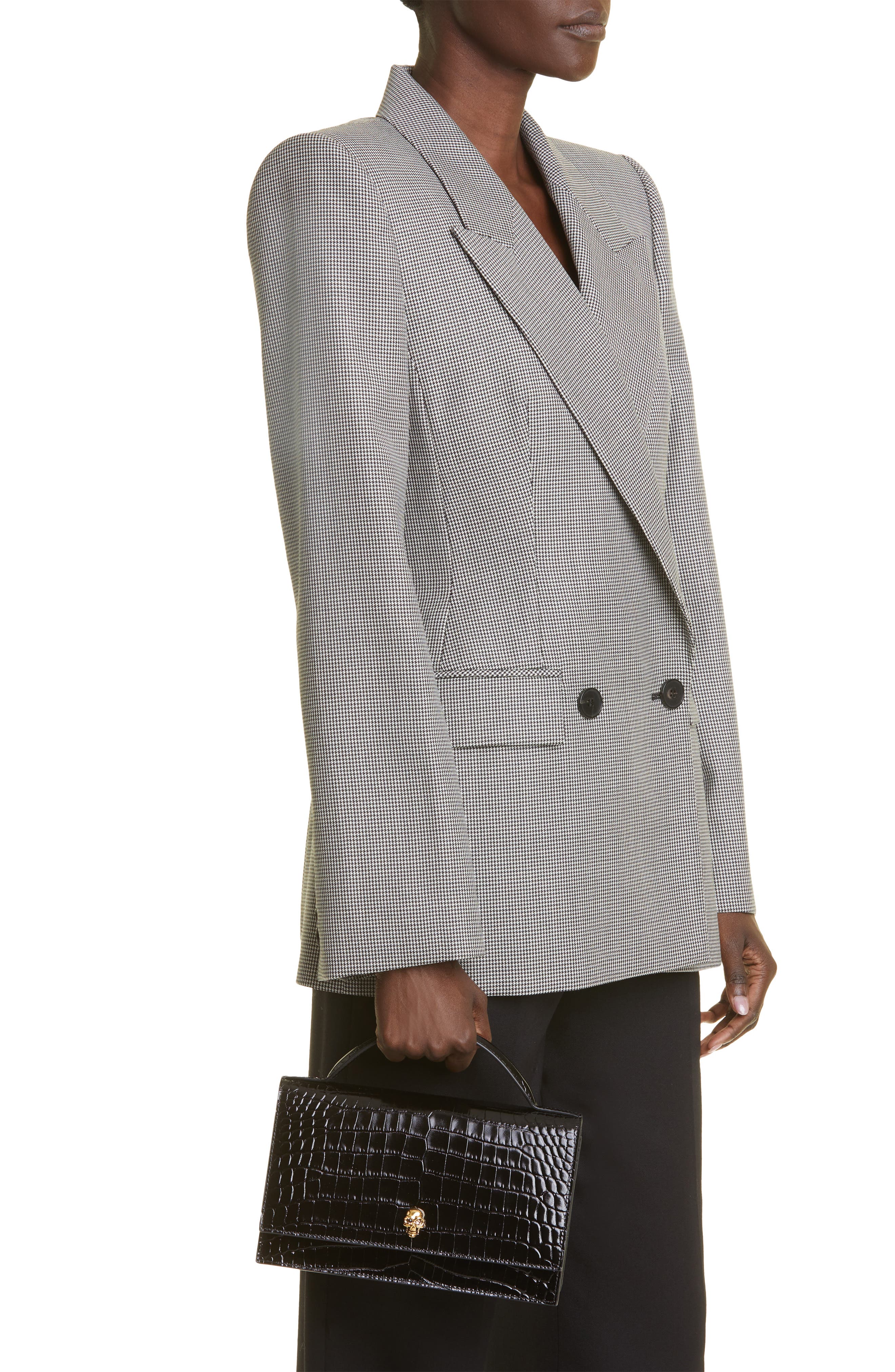 McQueen Medium Skull Croc Embossed Leather Crossbody Bag, Alternate, color, 1000 Black