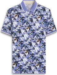 Bugatchi Tipped Floral Pima Cotton Polo