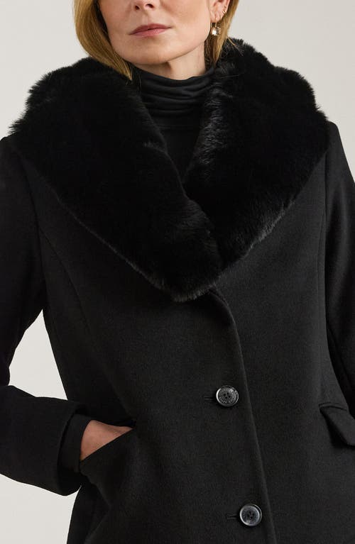 Ralph Lauren Lauren Faux Fur Trim Reefer Jacket In Black