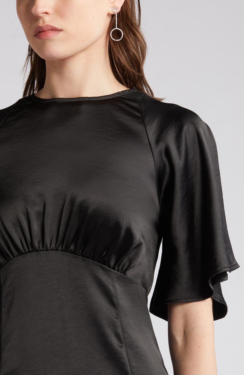 Chelsea28 Flutter Sleeve High-Low Satin Midi Dress, Alternate, color, 