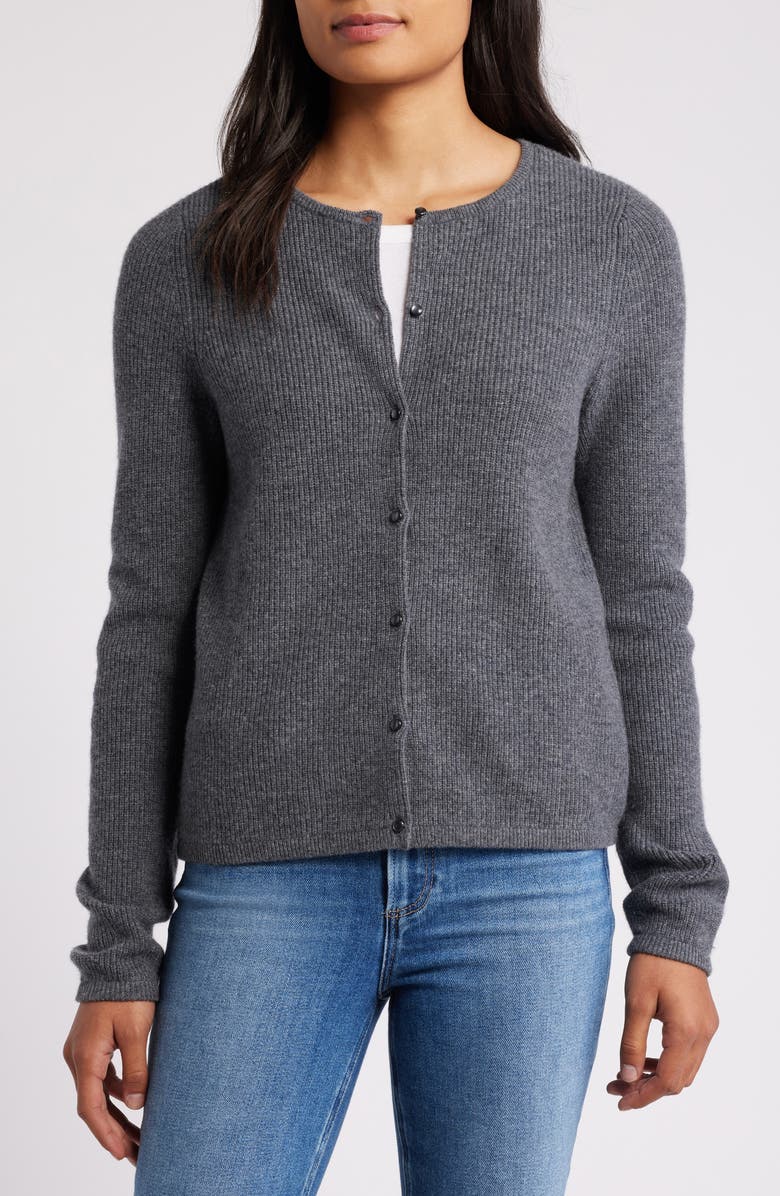 Caslon<sup>®</sup> Wool & Cashmere Cardigan, Alternate, color, Grey Dark Heather