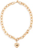 Open Edit Puffy Heart Pendant Chain Necklace