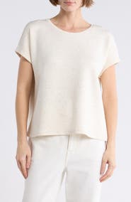 T Tahari Extended Shoulder Crewneck Scuba Knit T-Shirt