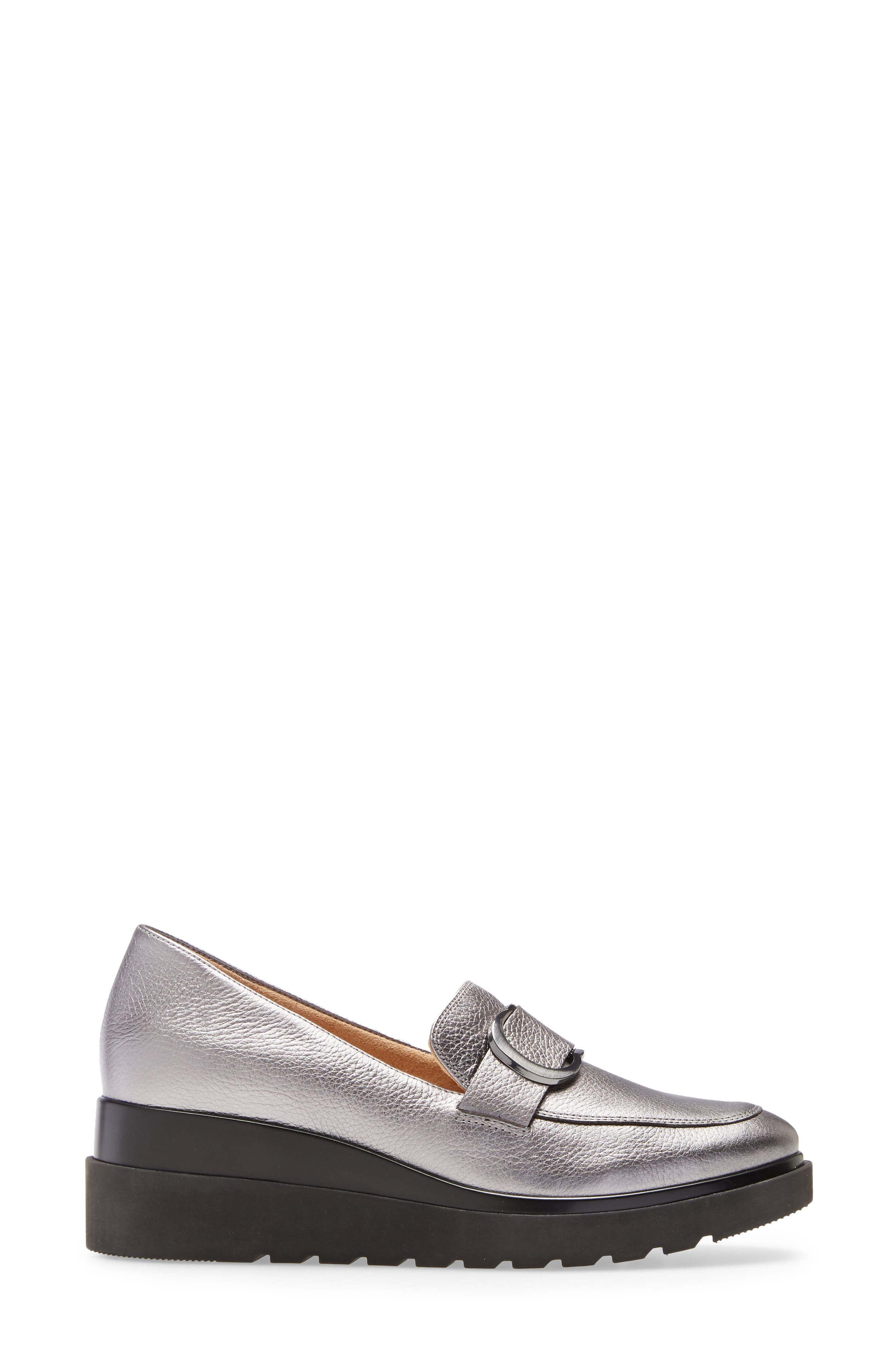 Somerset Wedge Loafer, Alternate, color, PEWTER LEATHER