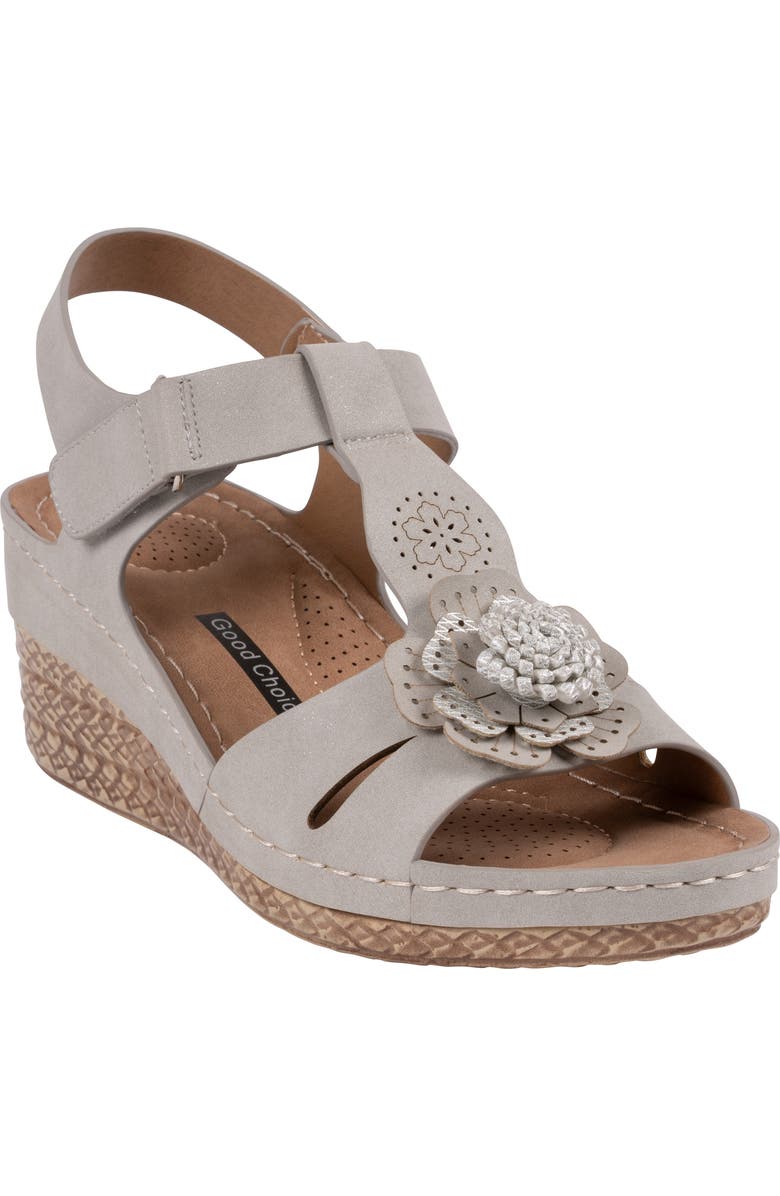 GOOD CHOICE NEW YORK Chirp Wedge Sandal, Main, color, Light Grey