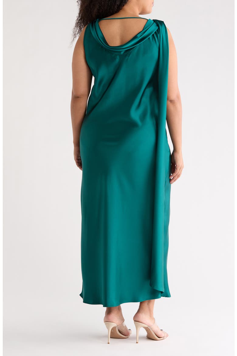 Cowl Neck Satin Maxi Dress, Alternate, color, DARK GREEN