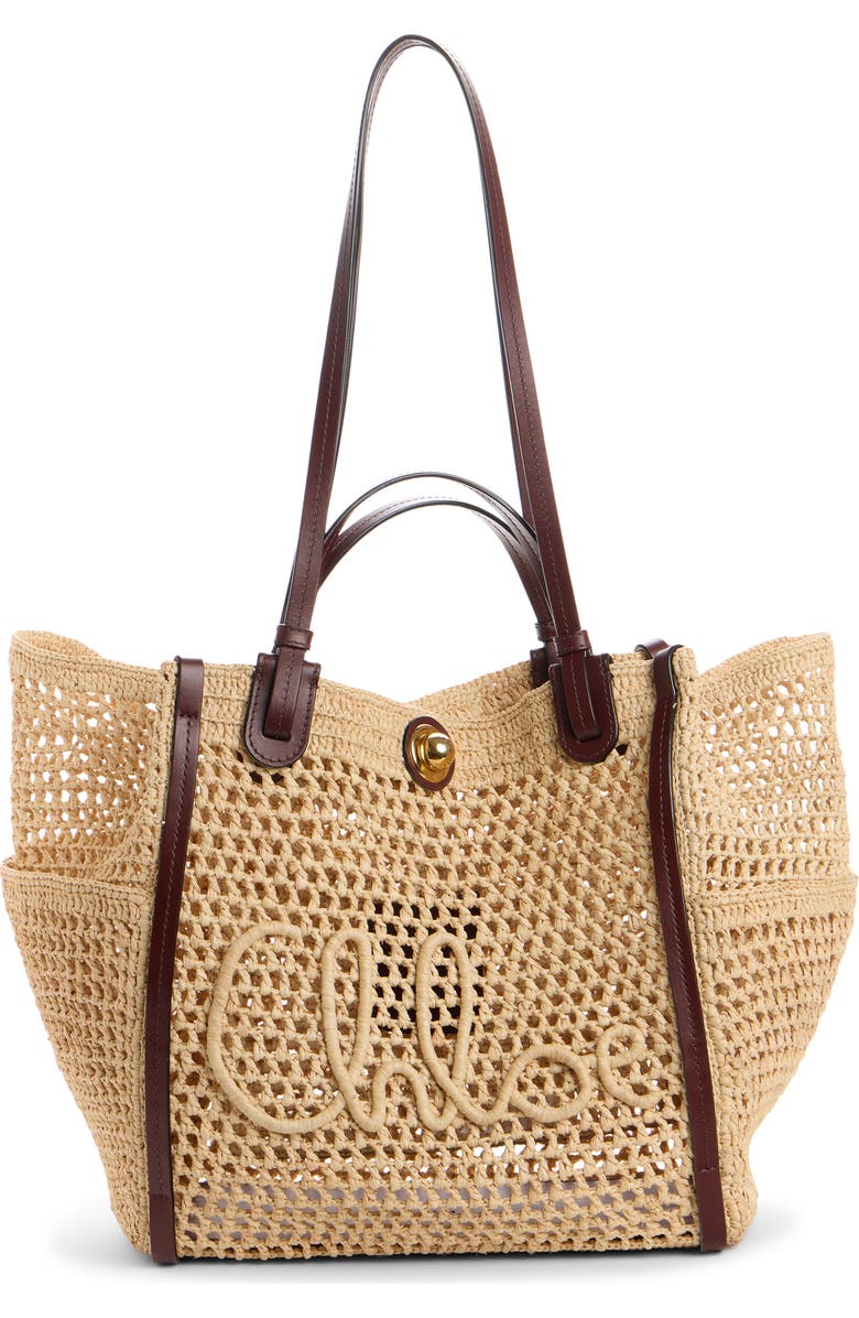 Chloé Summer Banana Raffia Tote, Main, color, Hot Sand