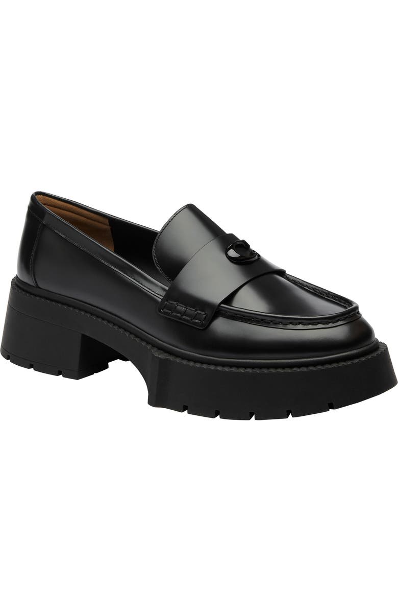 COACH Leah Platform Loafer, Main, color, Charcoal Black
