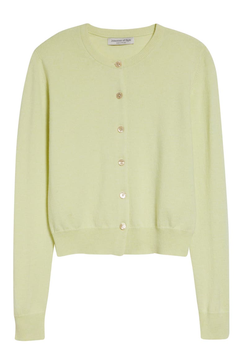 Iris Cashmere Crewneck Cardigan, Alternate, color, CITRON