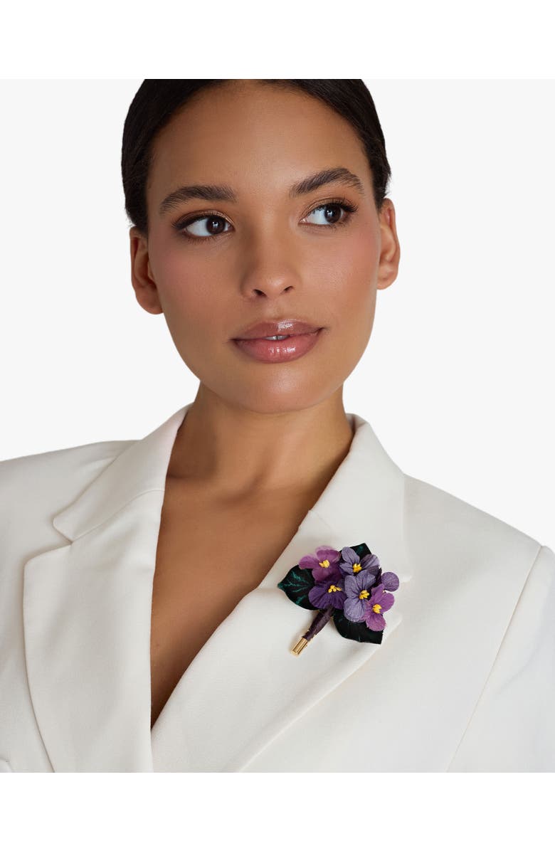 Helena Simon The Violet Cluster Floral Brooch, Alternate, color, Purple