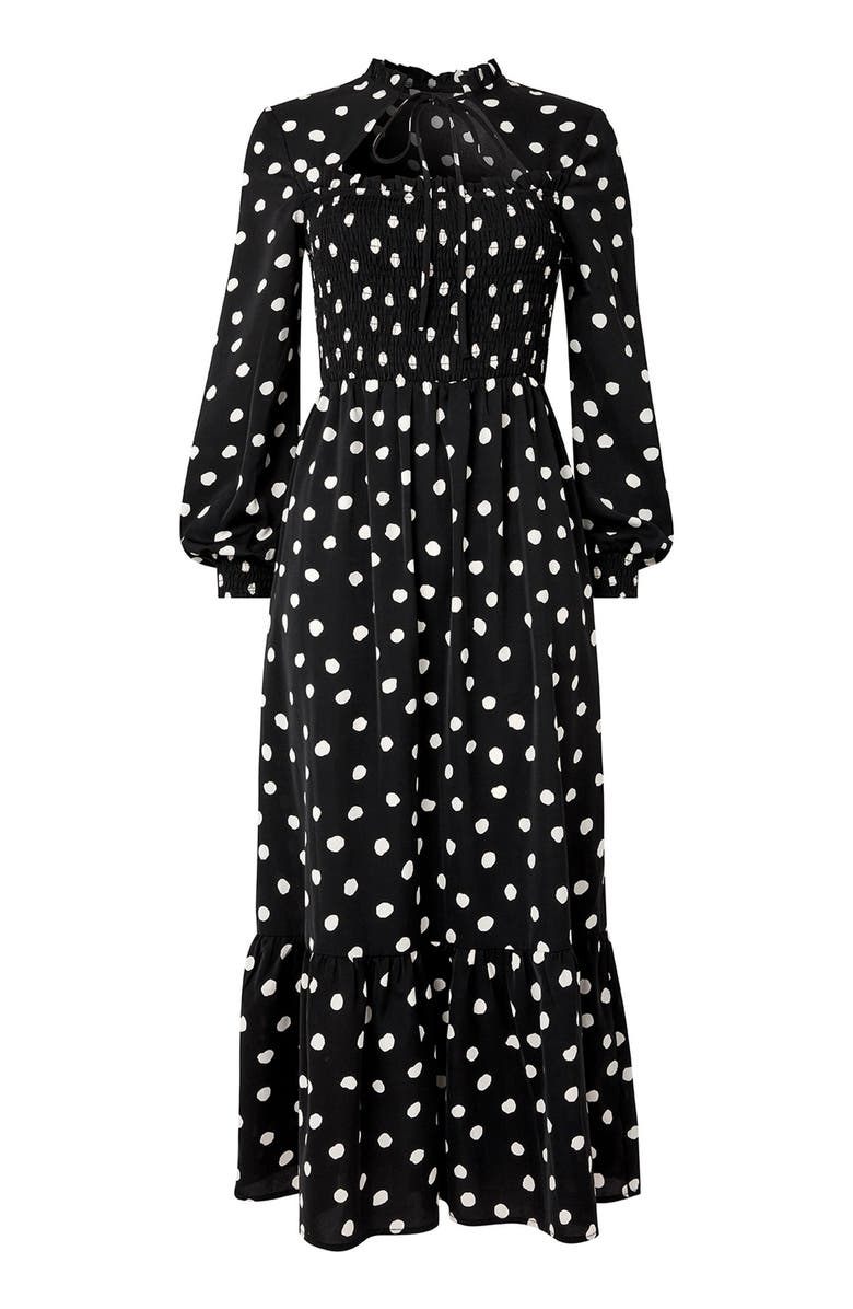 Joe Browns Long Sleeve Smocked Midi Dress, Alternate, color, Scattered Dot