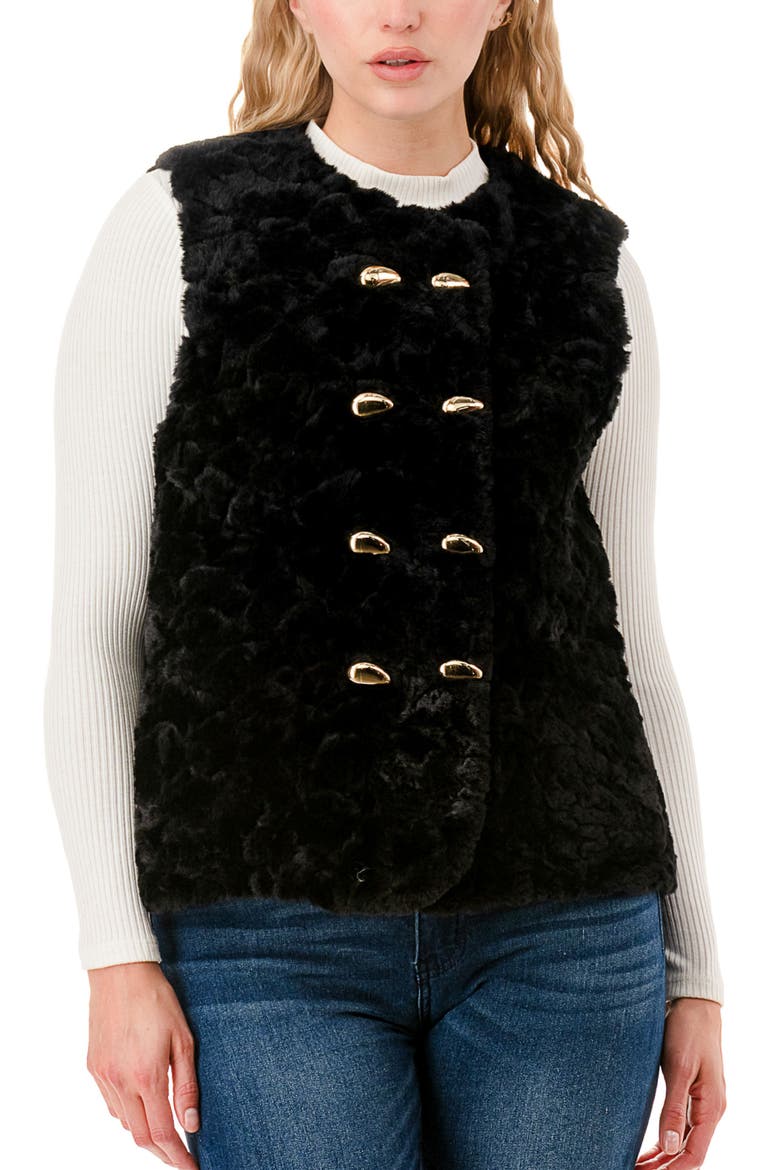 Faux Fur Vest, Alternate, color, BLACK