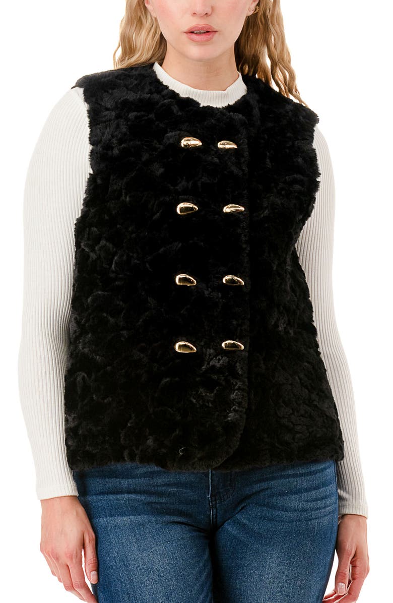 MARCUS ADLER Faux Fur Vest, Alternate, color, Black