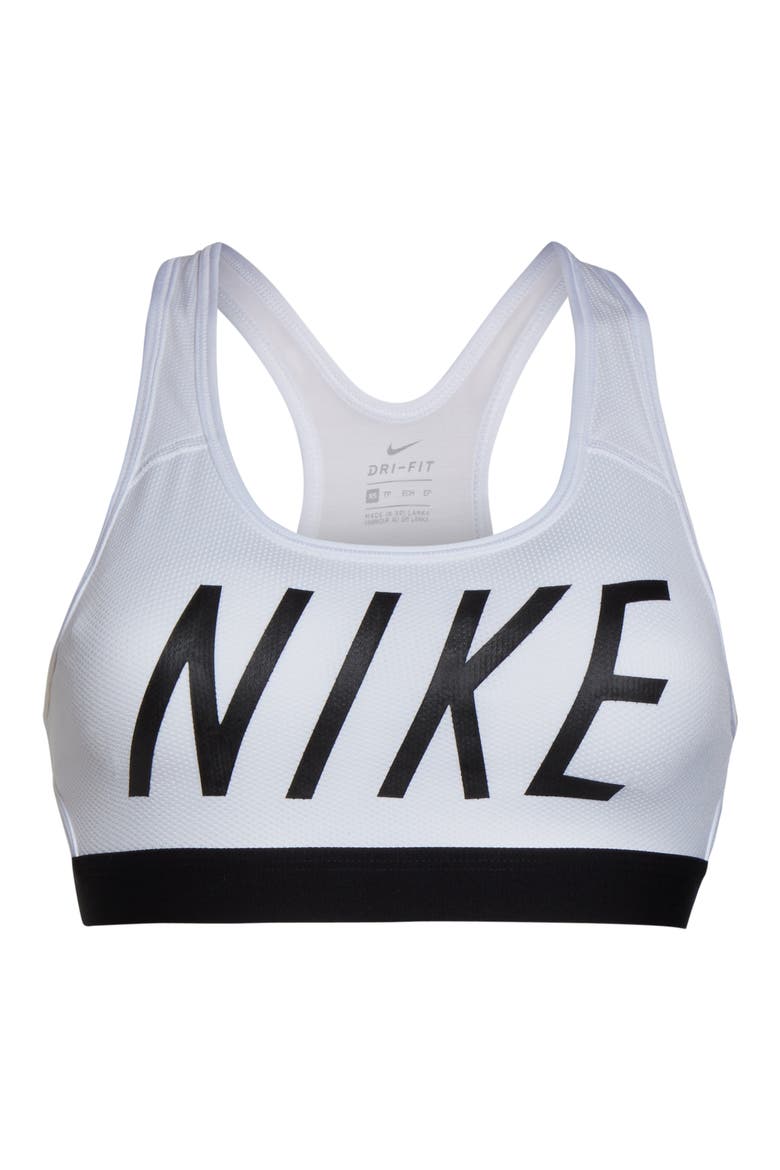 Classic Logo Sports Bra, Alternate, color, WHITE/ BLACK/ BLACK