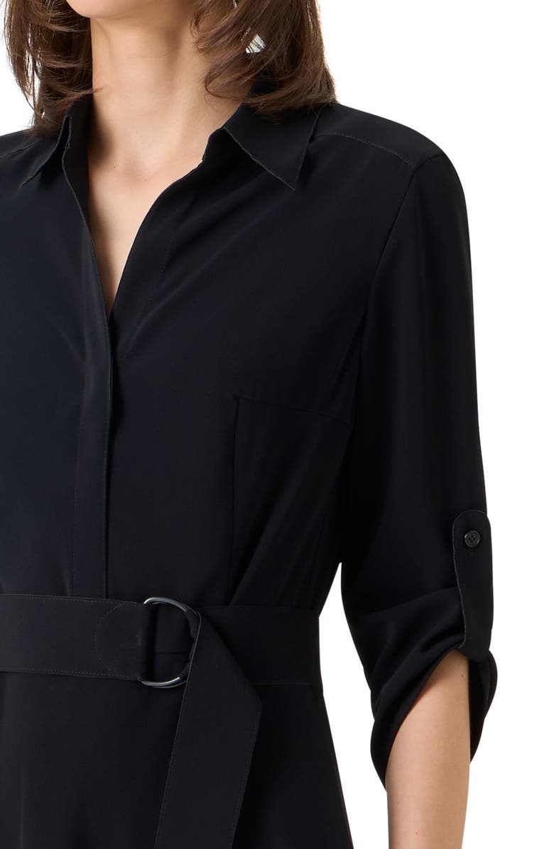 Akris punto Belted Laser Cut Crepe Midi Shirtdress, Alternate, color, Black