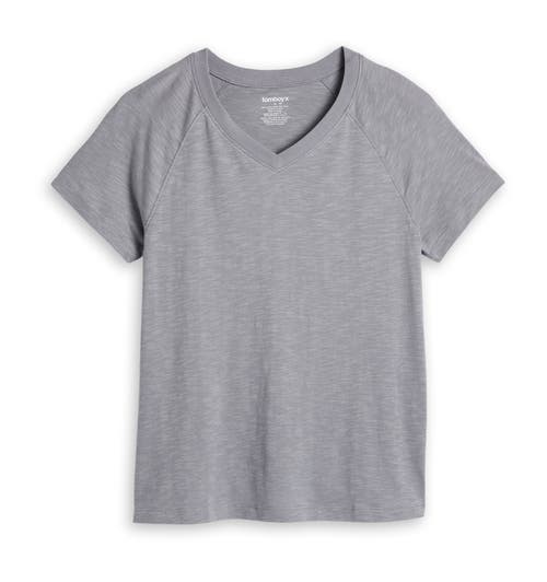 Tomboyx Jersey Slub Raglan V-neck T-shirt In Gray